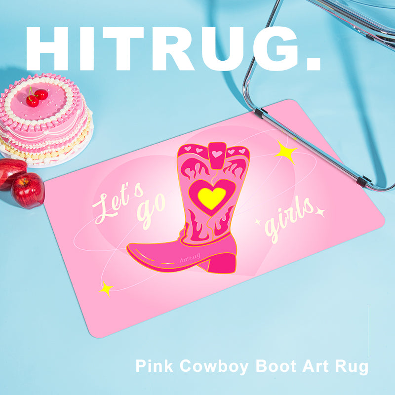 Pink Jean Genie Cowboy Boot Art Mat