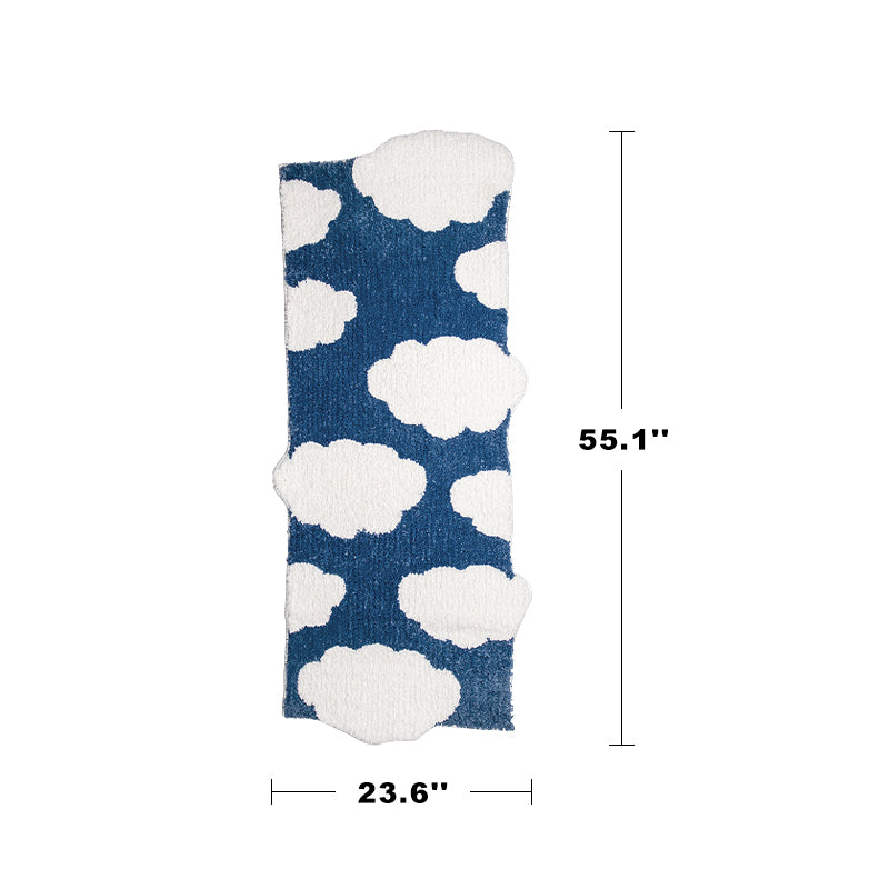 Blue Sky White Clouds Rectangle Runner Tufted Rug-7